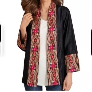 SOFT SURROUNDINGS BLACK SILK  kimono/Jacket